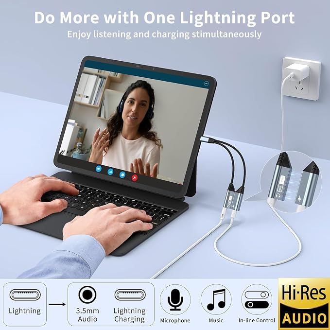 Magnetic Lightning to 3.5mm Headphone Jack Adapter, 2 in 1 iPhone Headphone - Image 2