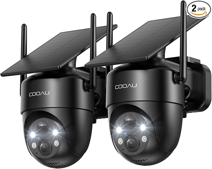 COOAU Cameras for Home Security​​, 2K 360° Solar Security Cameras Wireless by COOAU