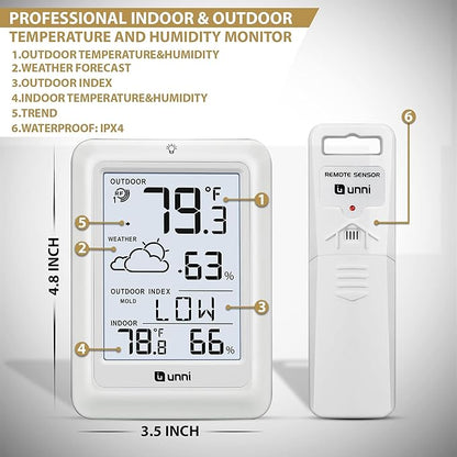 Indoor Outdoor Thermometer Wireless Weather Station, Temperature Humidity - Image 7