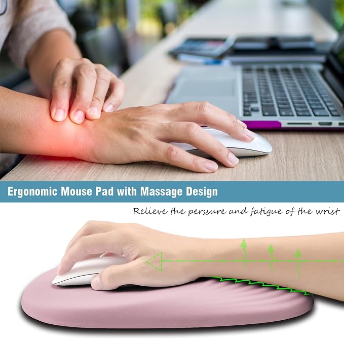 Ergonomic Mouse Pad Wrist Rest, Memory Foam Massage Design & Non-Slip PU Base - Image 2