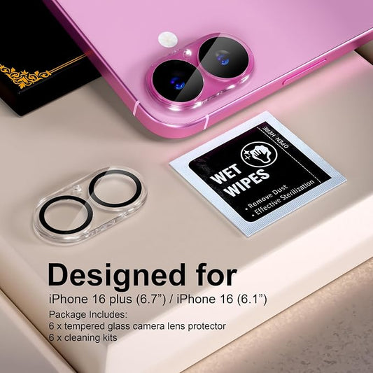 beuxece for 6 Pack iPhone 16 / iPhone 16 Plus Camera Lens Protector 9H Tempered - Image 2