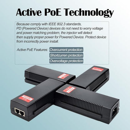 Revotech 30W PoE Injector Adapter Gigabit, IEEE 802.3 at/af 48V DC Passive POE+ - Image 3