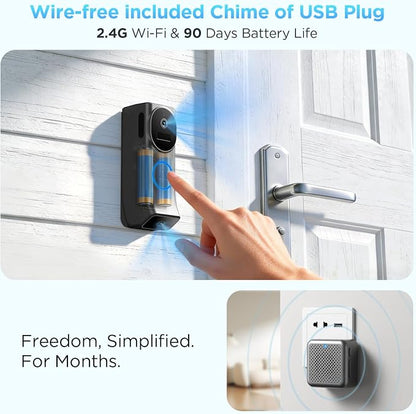 Wireless Battery Video Doorbell Dual Camera 1080P - Image 3