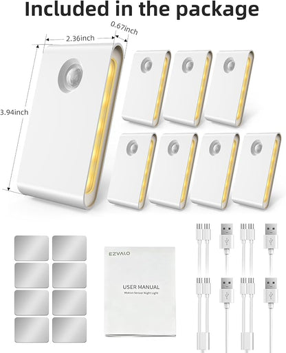 EZVALO 8 Pack Motion Sensor Night Lights Indoor, Rechargeable 1500mAh LED Stair - Image 9