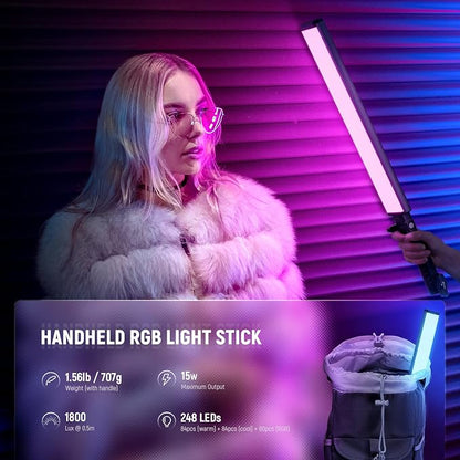 NEEWER RGB Light Wand with 2.4G/APP Control, Upgraded 360° Touchable RGBWW Hue - Image 9