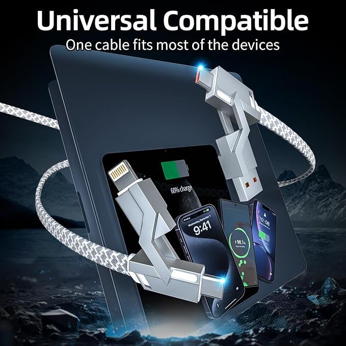4 in 1 Charging Cable 5FT -MAX 66W Fast Charging Multi Charging Cable - Image 5