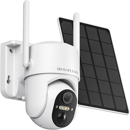Solar Security Cameras Wireless Outdoor, Free Cloud Storage, WiFi Cameras by HOSAFE
