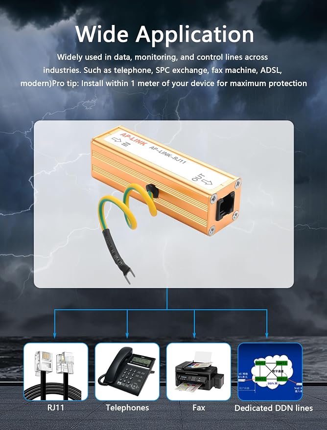 CERRXIAN RJ11 Telephone Fax Surge Protector RJ11 Thunder Arrester Protection - Image 5