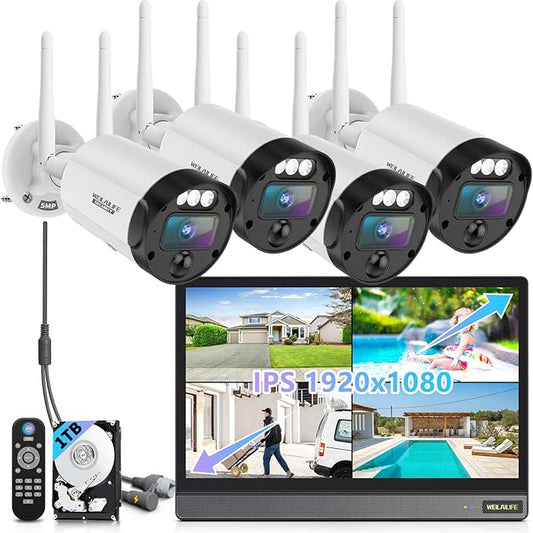 【All-in-One Security System】 5MP Outdoor Wireless Security Camera System by WEILAILIFE
