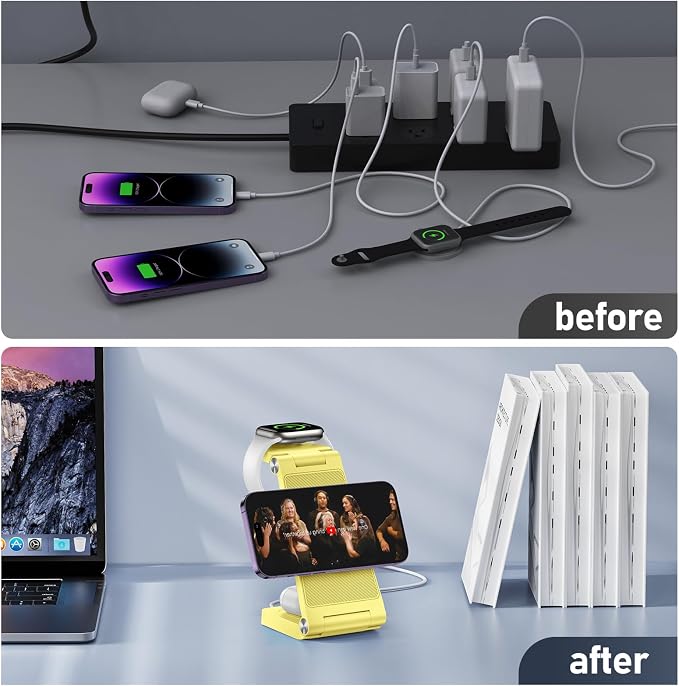 Magnetic Wireless Charger Stand, 3 in 1 Foldable Wireless Charging Station - Image 6