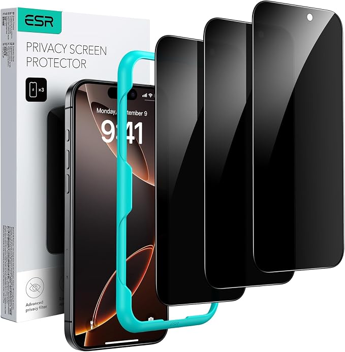 ESR 3 Pack for iPhone 16 Pro Max Privacy Screen Protector, Anti-spy by ESR