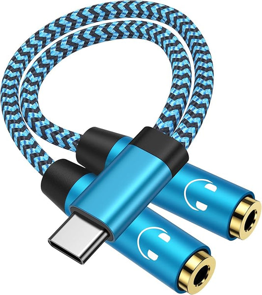Headphone Splitter for 2 Headphones, USB C to Dual 3.5mm Female Aux Splitters by AILKIN