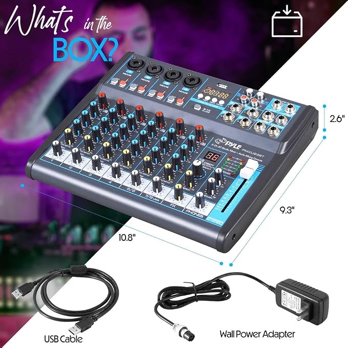 Pyle Professional Audio Mixer Sound Board Console Desk System- Interface 8 - Image 7