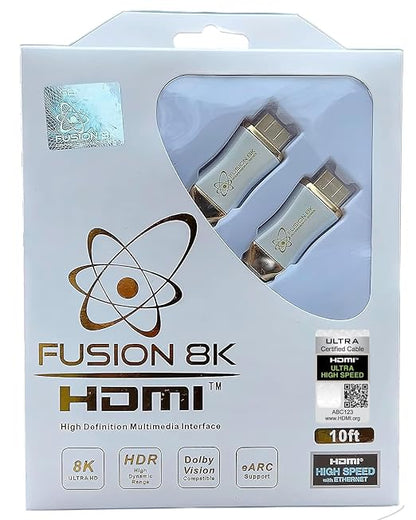 White HDR HDMI 2.1 Certified Cable Supports 10K 8K @60Hz and 4K @120Hz by Fusion8k