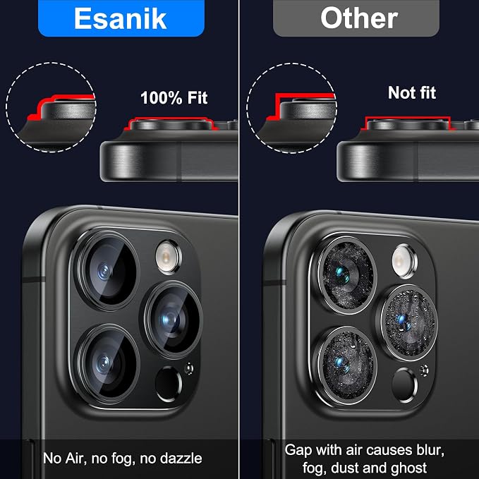 Esanik Upgrade 2 Pack for iPhone 15 Pro/iPhone 15 Pro Max Camera Lens Protector - Image 3