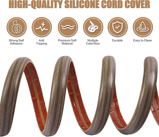 Floor Cord Cover Self Adhesive Cord Hider, 20FT Cable Management, Extension - Image 3