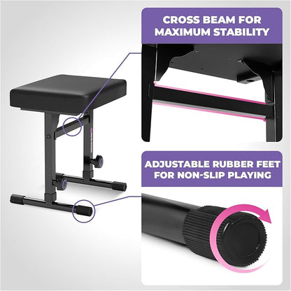 Liquid Stands Pink Portable Heavy Duty Digital Keyboard Stand and Bench Set - Image 5