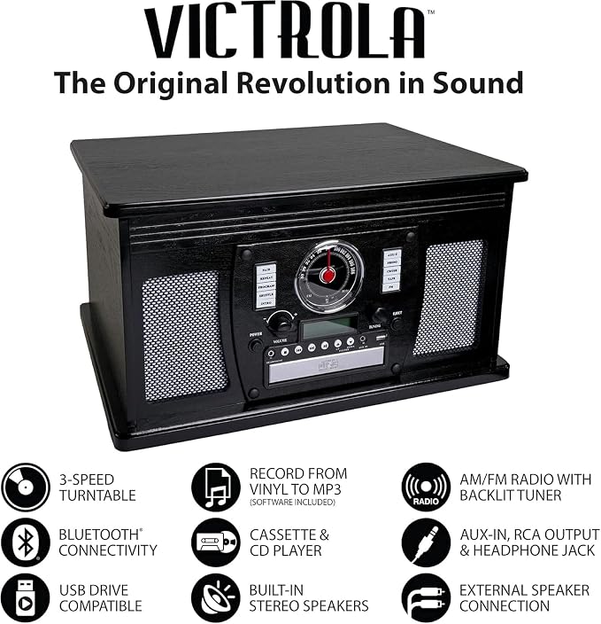 Victrola Aviator 8-in-1 Bluetooth Record Player & Multimedia Center - Image 7