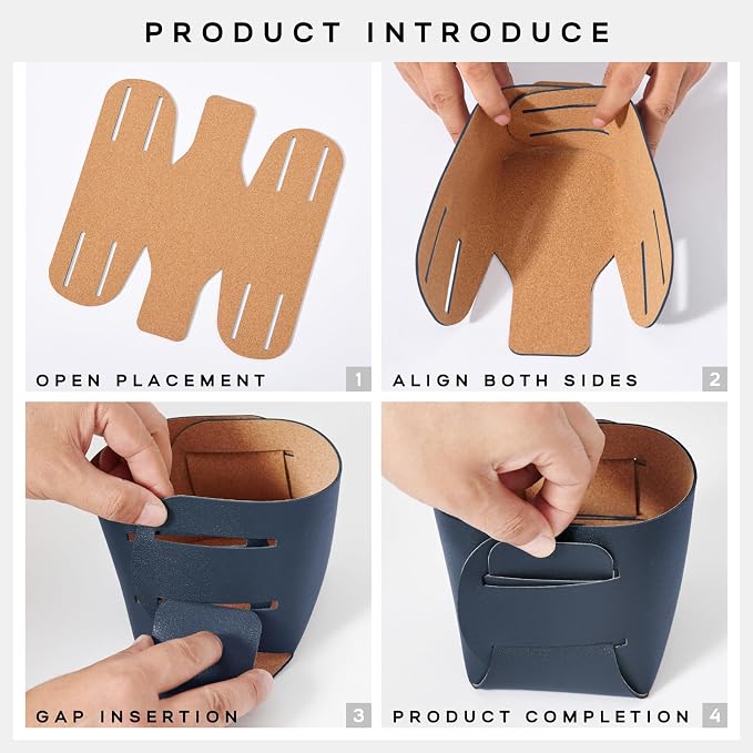 HOMIEAZICOZI 2-Pack Cork Leather Desk Accessories Storage - Image 6