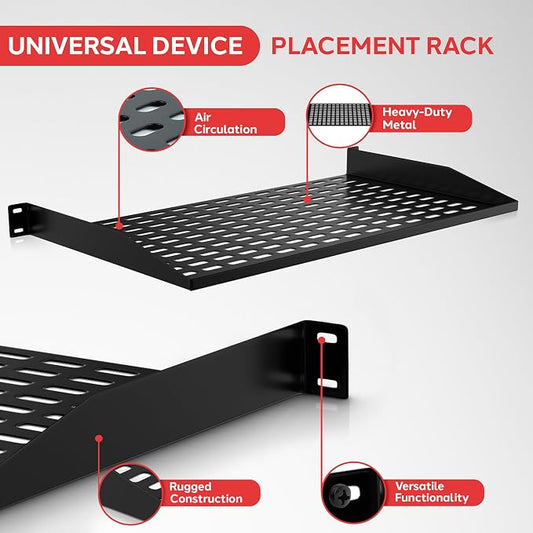 Pyle 2-Pc 1U Server Rack Shelf, Vented Shelves - Image 2
