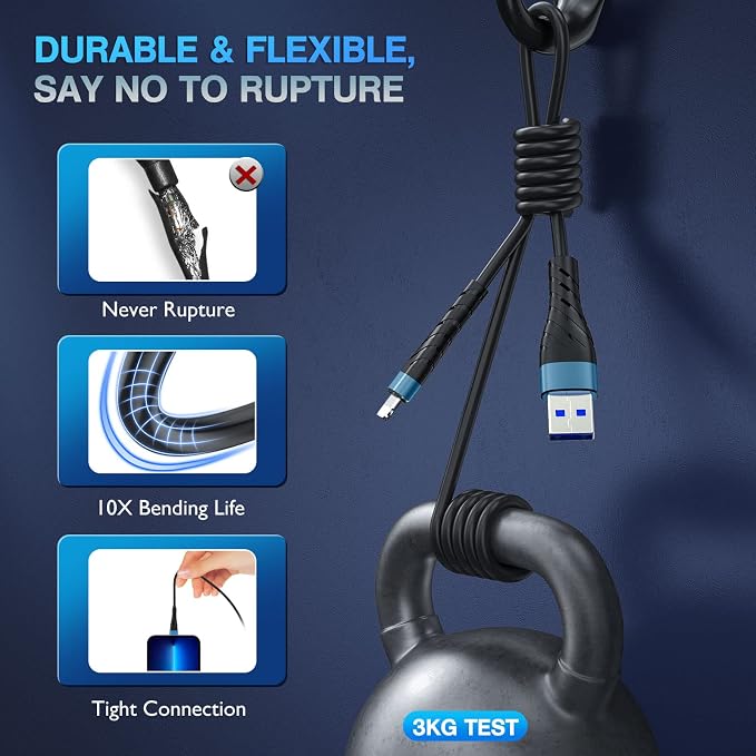 OIITH MFi Certified iPhone Charger Cable 3 Pack 6 Ft, Long - Image 5