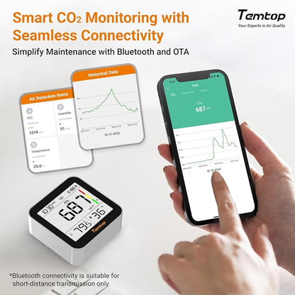 Temtop CO2 Monitor Indoor Air Quality Monitor 3 in 1 CO2 Meter, 180 Days - Image 4