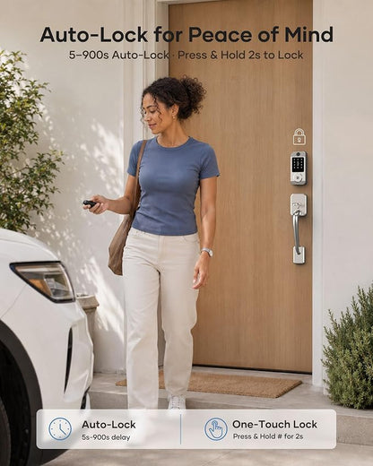 Wi-Fi Smart Front Door Lock Set, Keyless Entry Deadbolt Handle Set Built-in - Image 6