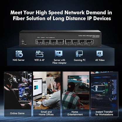 Binardat 8 Port 10 Gigabit SFP+ Managed Switch, Supports 1G/10G SFP+ Module - Image 7