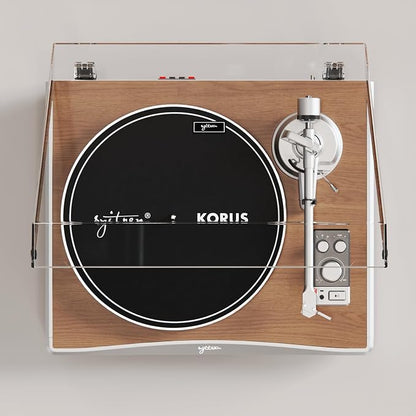 KORUS Record Player with External Speakers, Belt-Drive Turntable 2-Speed - Image 4