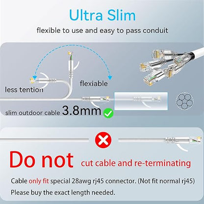 Cat6a Ethernet Cable Slim 200ft Outdoor&Indoor, 28AWG Pure Copper Cat6 Internet - Image 5