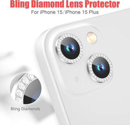 AGVEE 3+3 6 Pack for iPhone 15/15 Plus Camera Lens Protector, Bling Diamond & - Image 4