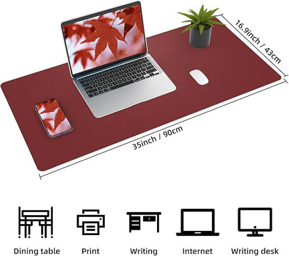 Desk Mat 35" x 17" Leather Desk Pad Protector - Image 5