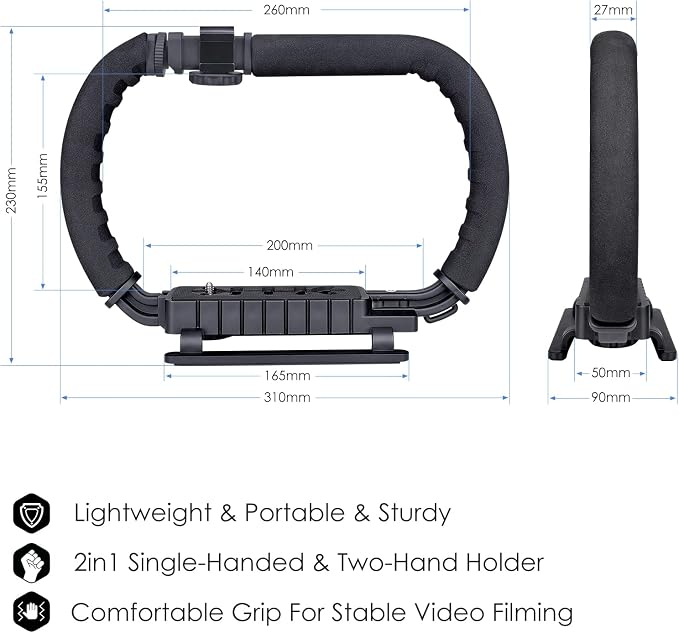 3-Shoe DSLR/Mirrorless/Action Camera Camcorder Phone Stabilizer Expansion Cage - Image 9