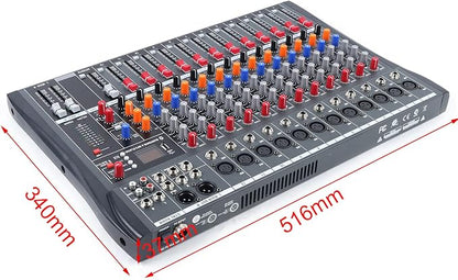 Pro 12 Channels Live Audio Mixer Bluetooth USB DJ Sound Mixing Console - Image 6