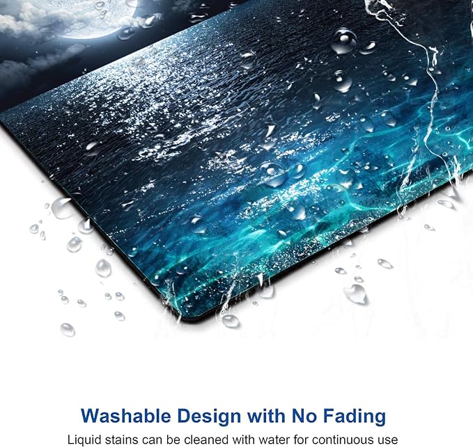 Moon Illuminating The Clear Blue Ocean Design Mouse Pad, Mouse Mat Square - Image 5