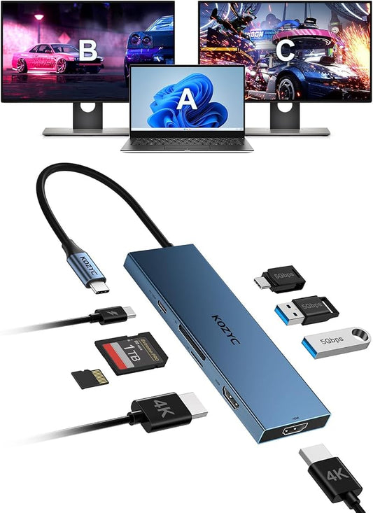 USB C Docking Station Dual Monitor, 8-in-1 USBC Hub by KOZYC