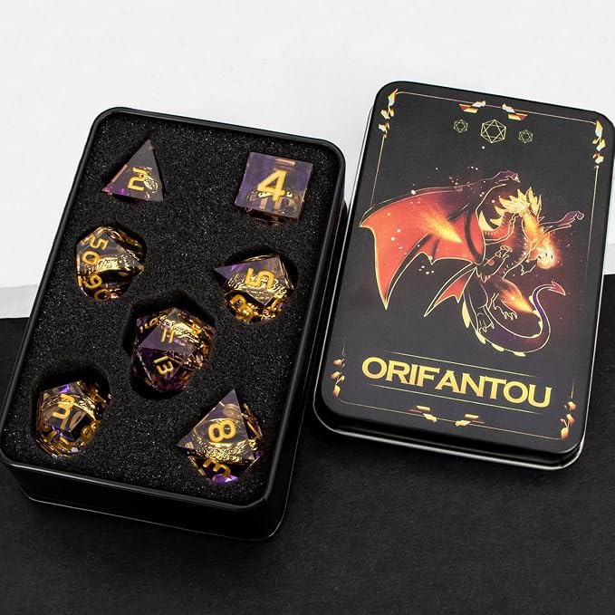 Magic Golden Ring DND Dice Set Sharp Edge Red Resin Dice - Image 8