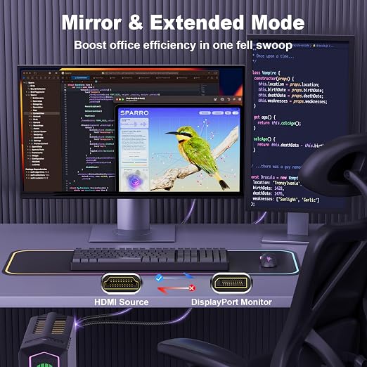 Active HDMI to DisplayPort Cable 3FT, 4K 60Hz 1080p 120Hz, Unidirectional HDMI - Image 5