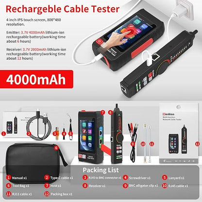 Multifunction RJ45 Network Caber Tester, Rechargeable Ethernet Cable Tracer - Image 7