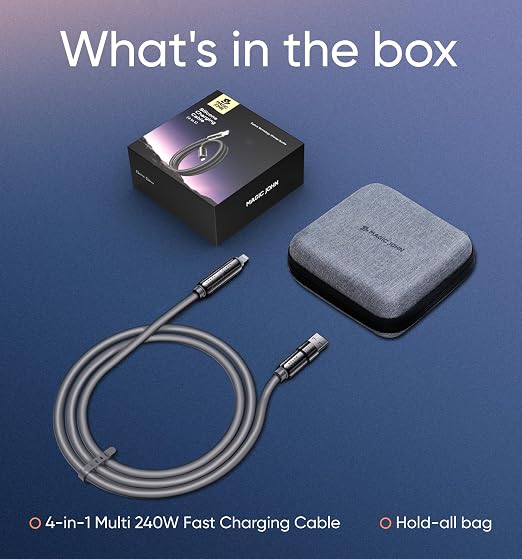 MAGIC JOHN 240W 4 in 1 Charging Cable, 4FT USB C to Lightning Cable, Chubby USB - Image 8