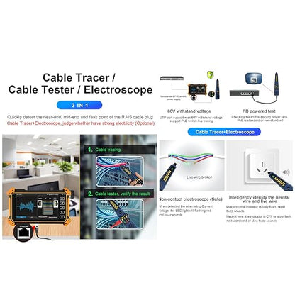 OTDR Fiber Optic Tester, WANLUTECH Fiber Tester 1310/1550nm 28/26dB 5.4 inch - Image 7