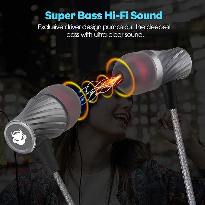 Super Bass Wired Earbuds with Microphone – Noise Cancelling, Deep Bass Ear Buds - Image 3