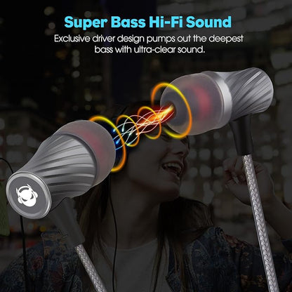 Super Bass Wired Earbuds with Microphone – Noise Cancelling, Deep Bass Ear Buds - Image 3
