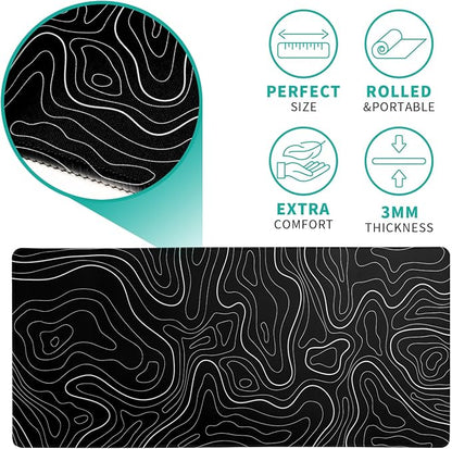 Topographic Contour Black Gaming Mouse Pad XL Geographic Map Lines Extended Big - Image 5