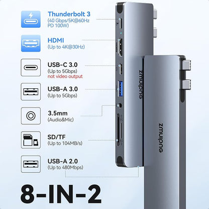 USB C Hub Adapter for MacBook Pro Air 2022 2021 2020 2019 Docking Station for - Image 2