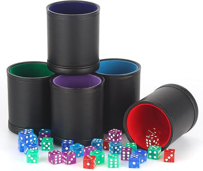 5 Pack PU Leather Dice Cups Velvet Felt-Lined Shaker Cups - Image 6