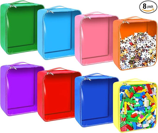 8 Packs Toy Storage Bags with Zipper, Reusable Toy Storage Organizer with by BOBOKA