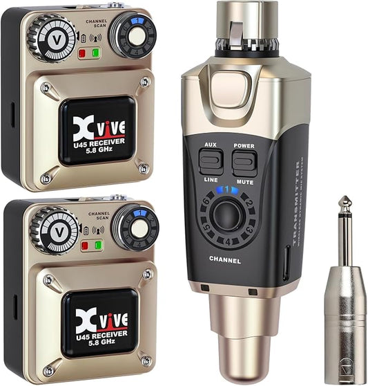 Xvive U45R2 Wireless in Ear Monitor System 5.8ghz IEM System 1 Transmitter and by Xvive