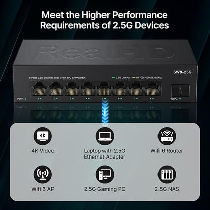 Real HD 8 Port 2.5G Ethernet Switch Unmanaged Network Switch - Image 3