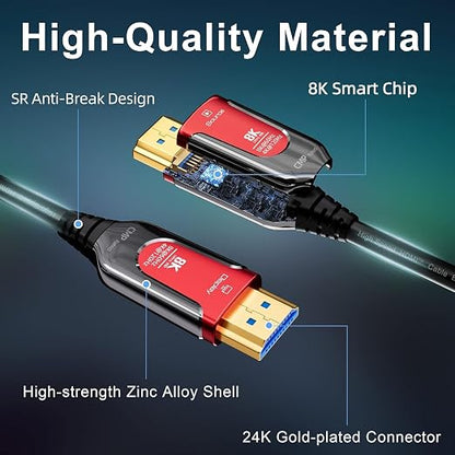 100Ft Plenum Rated HDMI Cable, 8K 48Gbps Fiber Optic Ultra High Speed Long HDMI - Image 6